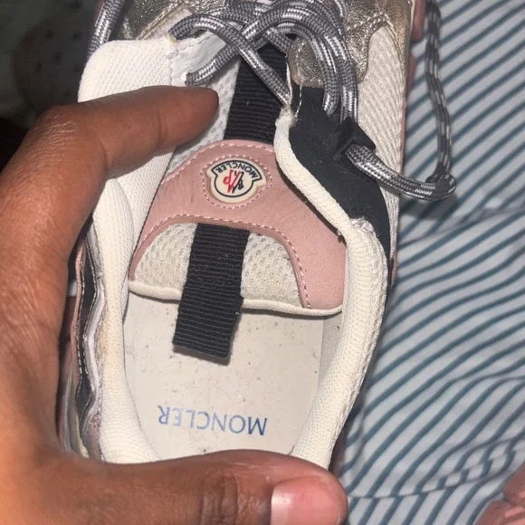 Moncler Women's Sneakers in Pink, Silver, and Black - Picture 2 of 4